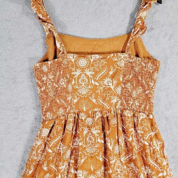 Mata Traders Orange Floral Maxi Sundress Straps Cotton Womens L - Picture 8 of 9